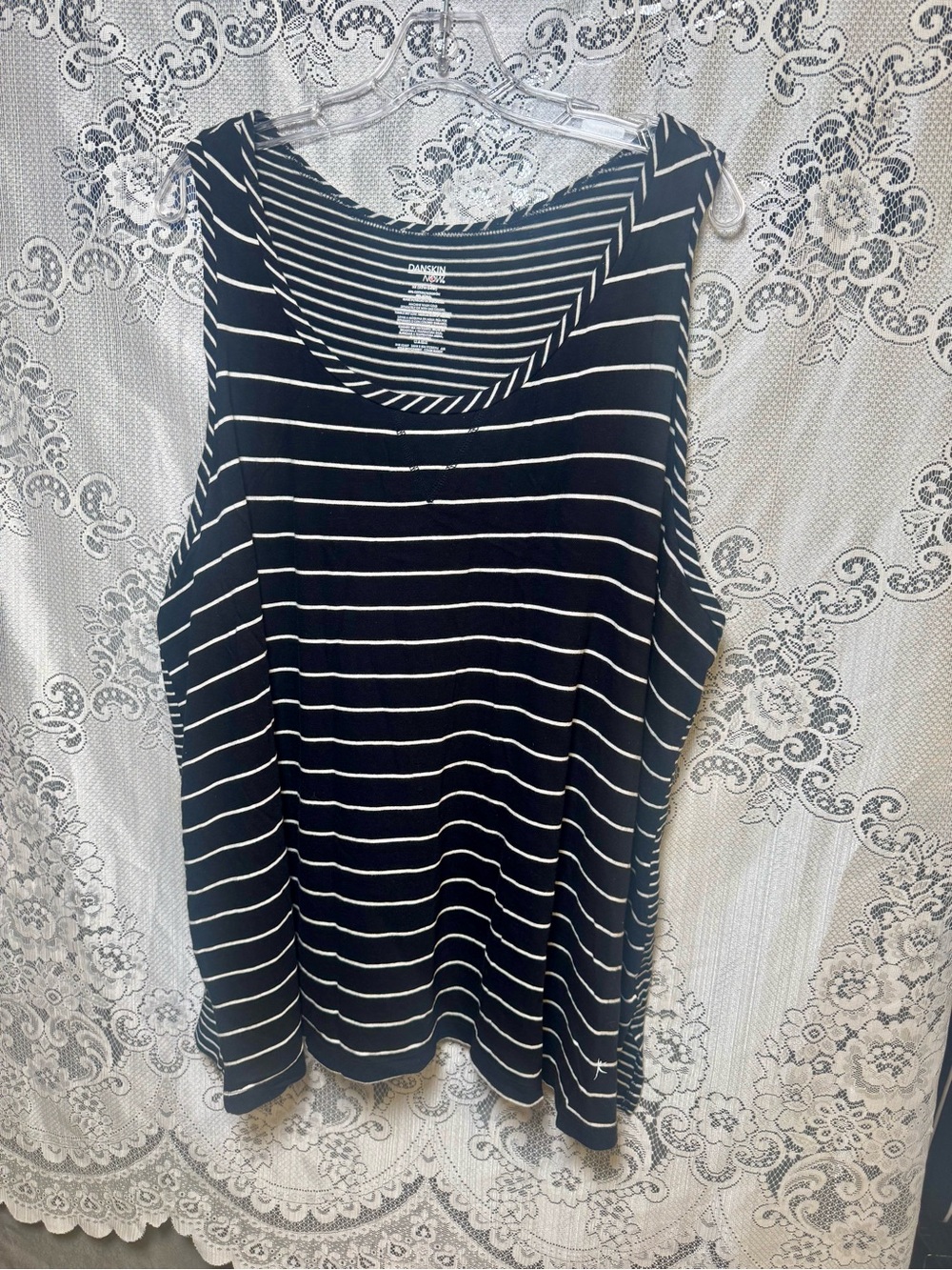 Danskin Black and White Striped Tank Top